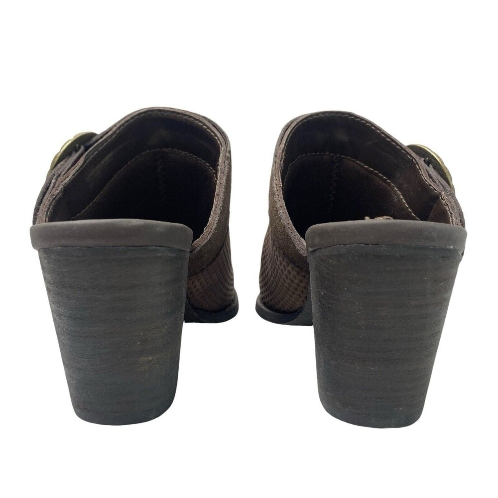 Reba Womens Size 7 Kaelyn Suede Leather Textured Slide Mule Booties Buckle Brown - Picture 9 of 12